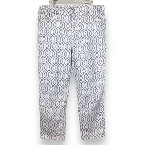 CHICO'S So Slimming Girlfriend Crop Blue/White Lattice Print Jeans size L